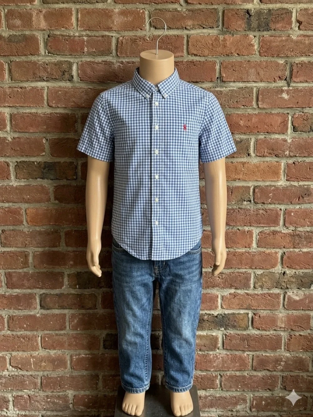 Ralph Lauren Blue & White Gingham Short Sleeve Button-Down Shirt